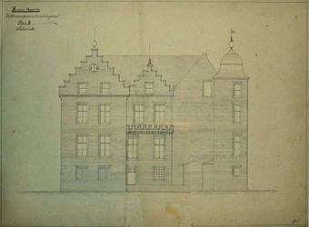 <p>In 1869 maakt Eberson diverse ontwerpen voor de verbouwing van het exterieur van Kasteel Ruurlo. Er vonden hoofdzakelijk wijzigingen plaats aan de achterzijde van het kasteel, waar de dakvoet van de zuidvleugel verhoogd werd, de middelste vleugel naar achteren verlengd werd en twee trapgevels gemetseld werden (Gelders Archief). </p>
