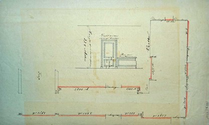 <p>Hoewel dit ontwerp voor nieuwe lambrisering in de gang op de verdieping niet of in andere vorm is uitgevoerd, geeft het blijk van de vernieuwingsdrang op kasteel Ruurlo in deze periode. </p>
