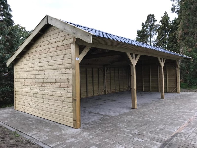 Carport zadeldak 3 vak (Kapschuur) Halle