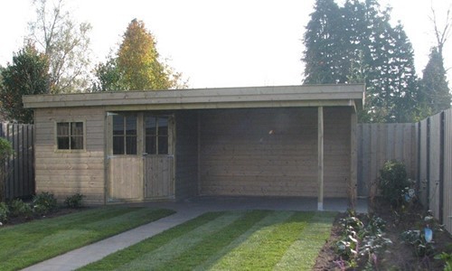 Hoektuinhuis platdak + overkapping Zutphen