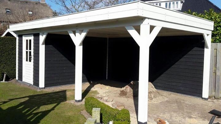 Tuinhuis platdak + carport Oegstgeest
