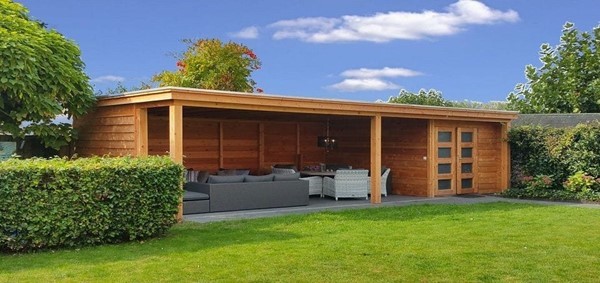 Tuinhuis platdak + overkapping Brabant