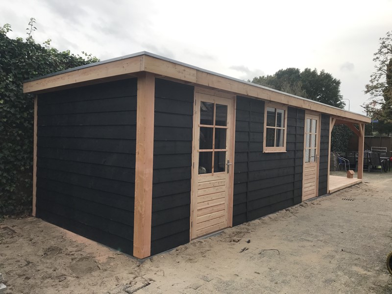 Tuinhuis platdak + overkapping Drenthe