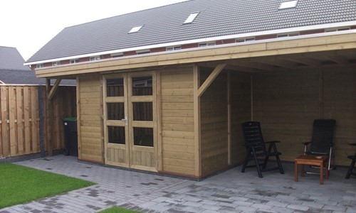 Tuinhuis platdak + overkapping Emmen