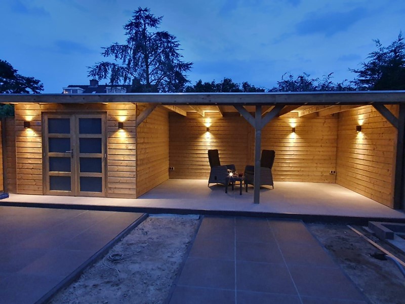 Tuinhuis platdak + veranda Mook