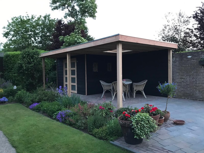 Tuinhuis platdak + zij overkapping Kilder