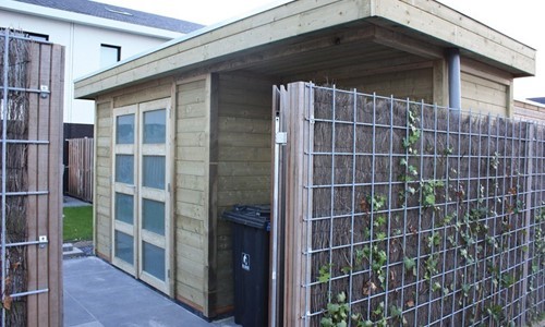 Tuinhuis platdak modern + inpandige luifel Friesland