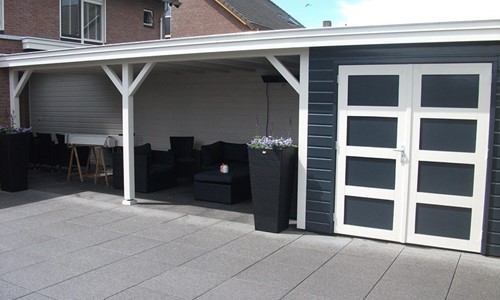 Tuinhuis platdak modern + overkapping Groningen