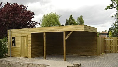Tuinhuis platdak design + overkapping Helmond