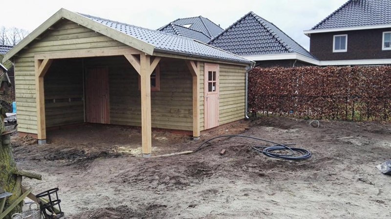 Tuinhuis platdak + overkapping Harderwijk