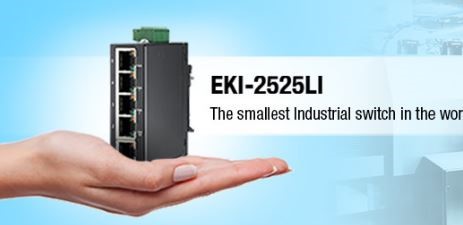 Afbeelding 1 - Advantech EKI-2525LI: De kleinste industriële Ethernet switch ter wereld