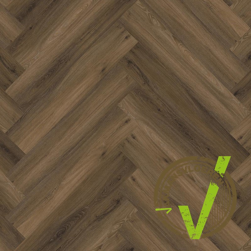 PVC stroken Ambiant Spigato visgraat medium Dryback Warm brown